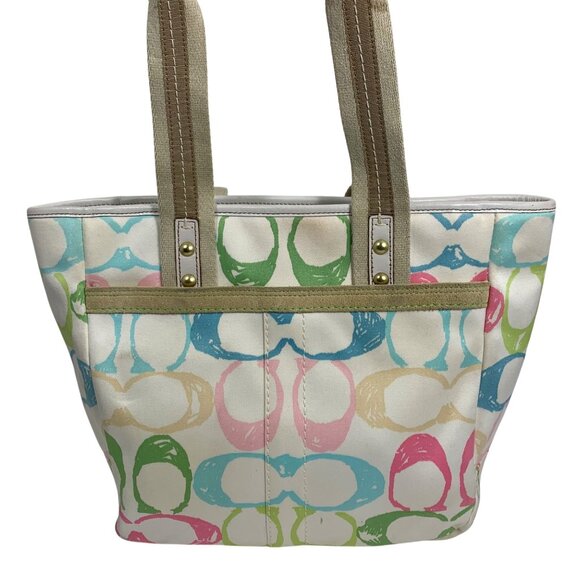 COACH Hampton Pastel Signature Scribble Shoulder Bag Tote 247 w/ 2 Hang Tags - Picture 3 of 16